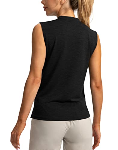 SANTINY Women's Sleeveless Golf Shirt Zip Up Tennis Lightweight Quick Dry Tank Tops Polo Shirts for Women