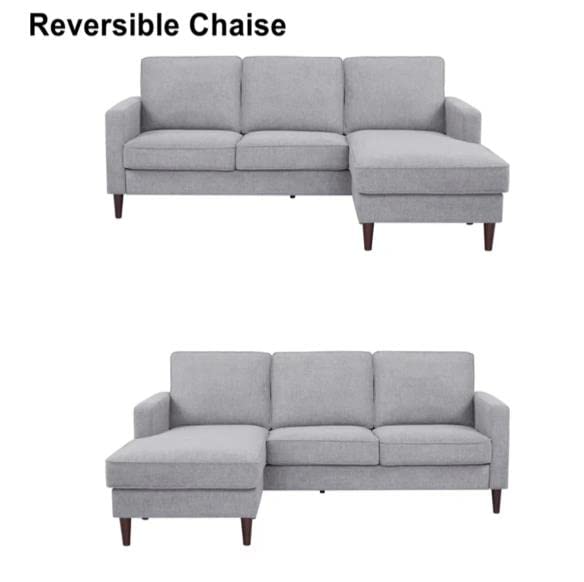 GIA Furniture Home Series Mid-Century Modern 3-Seat Chaise Sofa, Navy Blue