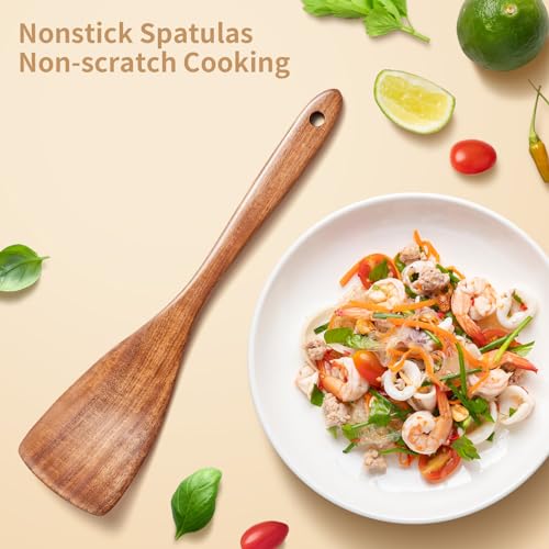 Wooden Spoons for Cooking,Teak Wood Kitchen Utensils Set – 3 Pcs Wooden Cooking Utensils for Nonstick Pans & Cookware – Sturdy, Lightweight & Heat Resistant