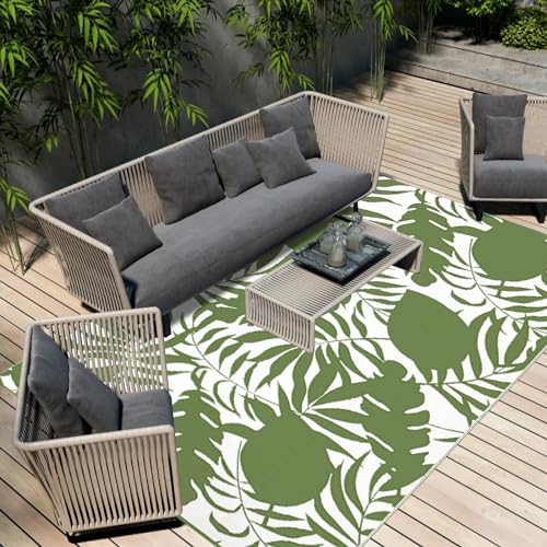Outdoor Rug 9x12 Waterproof Patio Rugs Reversible Indoor Outdoor Rug Carpet, Portable Plastic Straw Rug for Patio Decor Outside Area Rugs Floor Mats for RV, Picnic, Backyard, Deck, Balcony