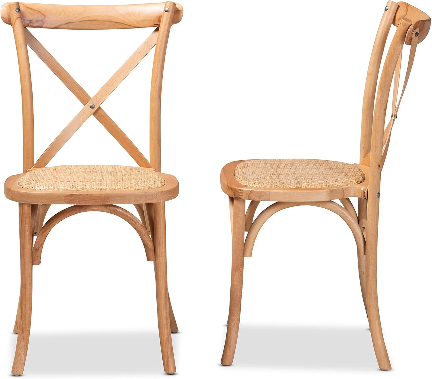 Baxton Studio Tartan Dining Chairs, Natural Brown