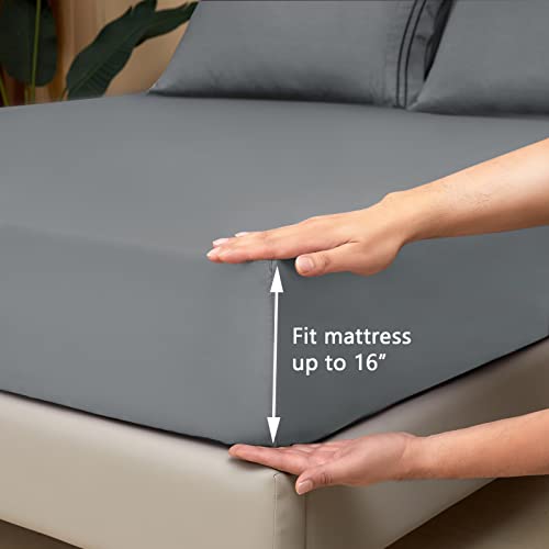 Mejoroom Queen Sheet Set - Hotel Luxury 1800 Bedding Sheets & Pillowcases - Deep Pocket Fitted Sheet, Hypoallergenic, Wrinkle& Breathable, Fade Resistant - 4 Piece (Queen,White)