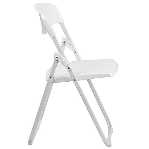 Flash Furniture HERCULES Series 500 lb. Capacity Heavy Duty White Plastic Folding Chair with Built-in Ganging Brackets