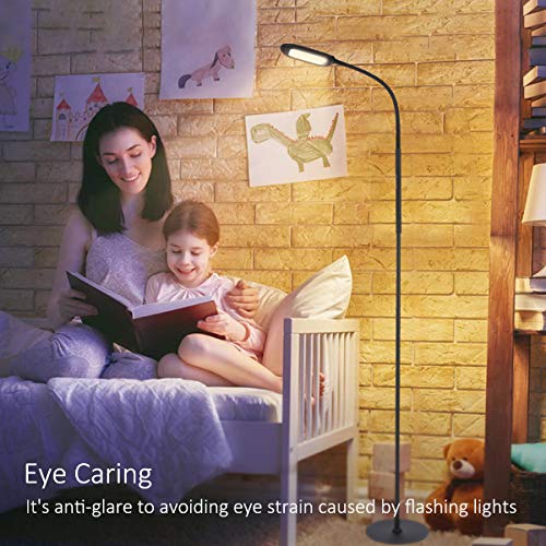 Floor Lamp, Touch LED Floor Lamp 1500LM Stepless Dimming with Remote Control, 4 Colors Temperatures Standing Lamp with Gooseneck for Living Room Bedroom Office Reading