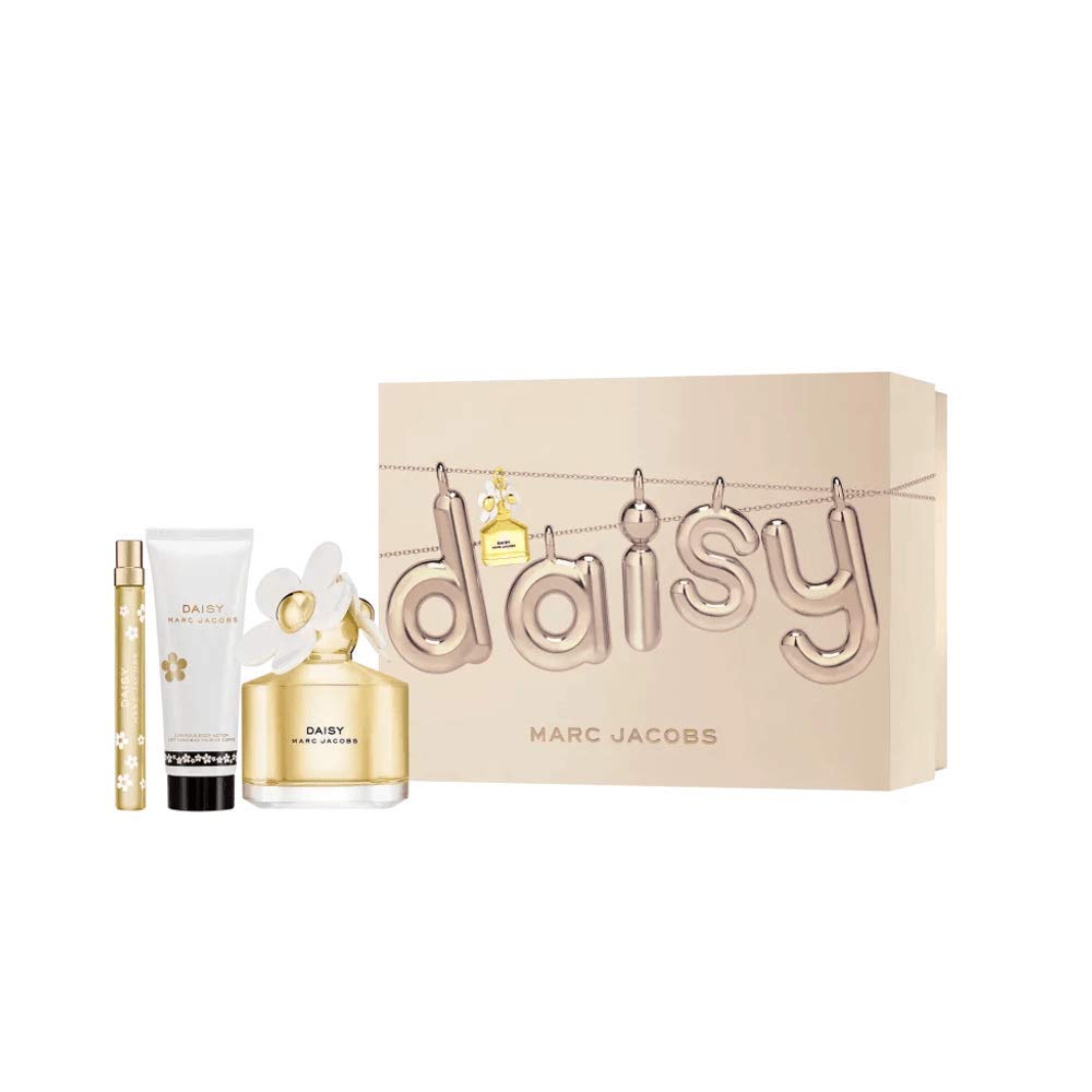 Marc Jacobs Daisy for Women, 3.4 Ounce & 0.33 Ounce Eau de Toilette Spray + 2.5 Ounce Body Lotion, Floral fruity, 3 Piece Set