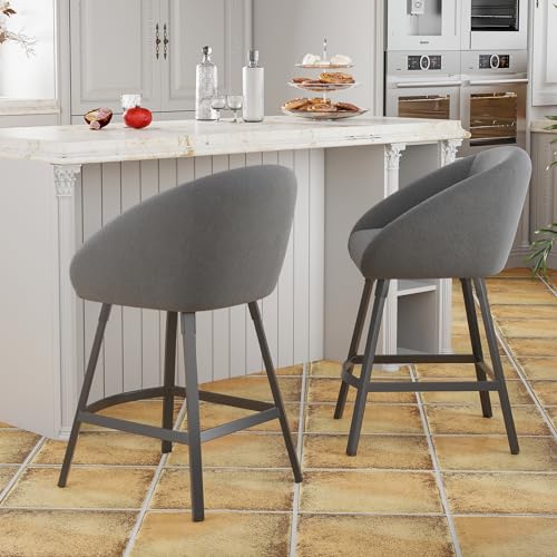 Farini Bar Stools Set of 2,Upholstered Bar Stool with Back, 27 inch Height Counter Height Barstools for Home Kitchen Island,Beige