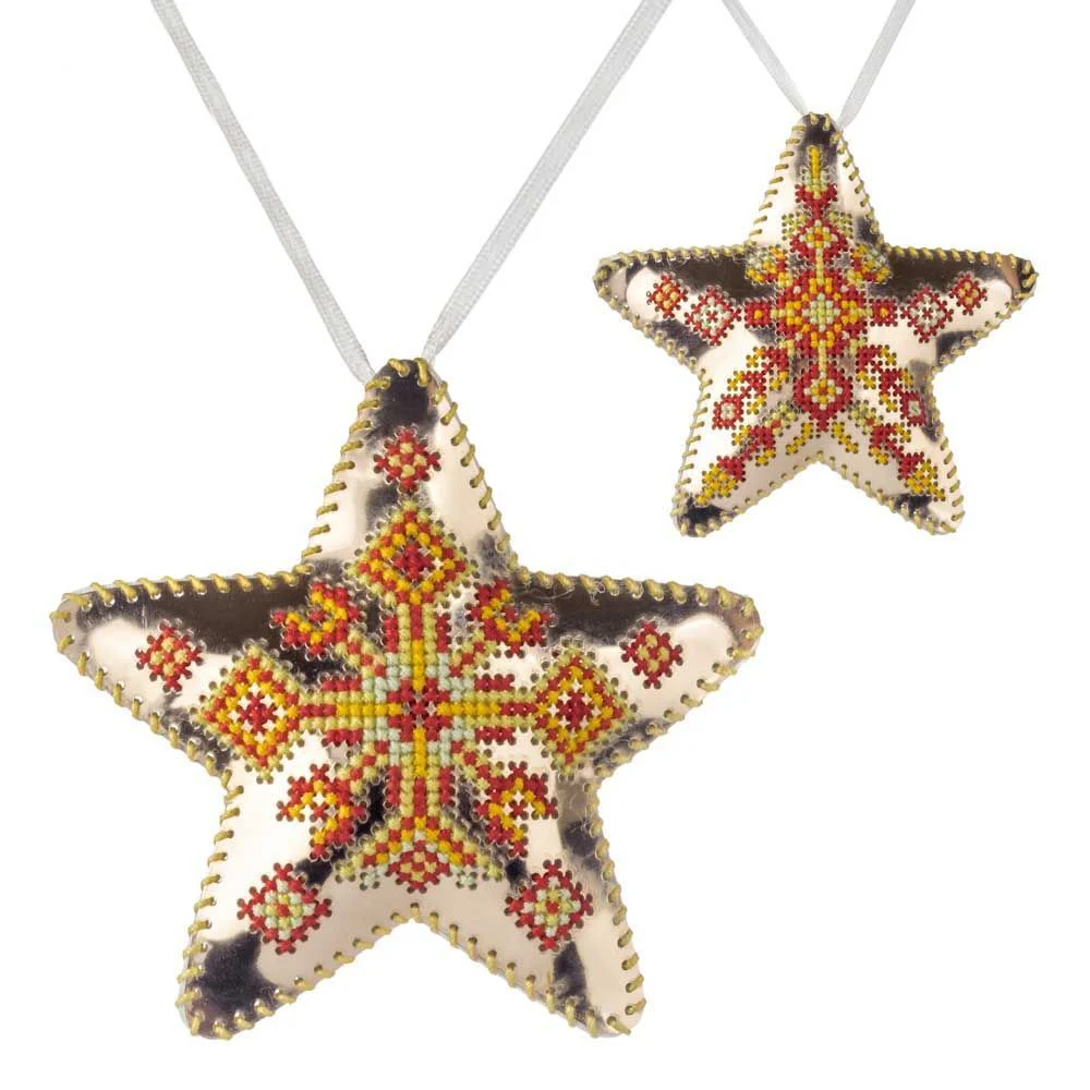 Cross Stitch Kit Star Christmas Ornament DIY Christmas Ornament on Faux Leather