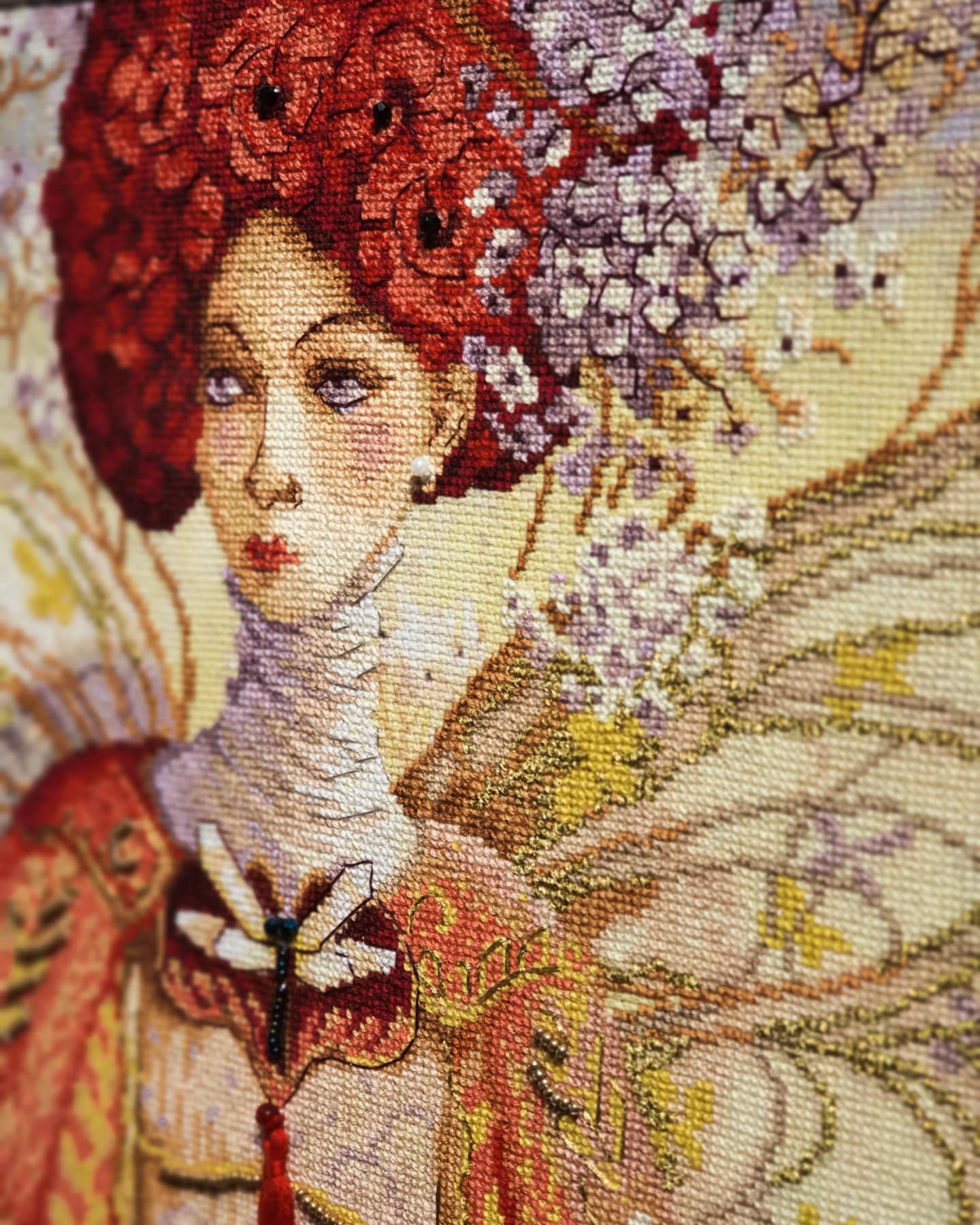 DIY Cross stitch kit with a printed canvas 