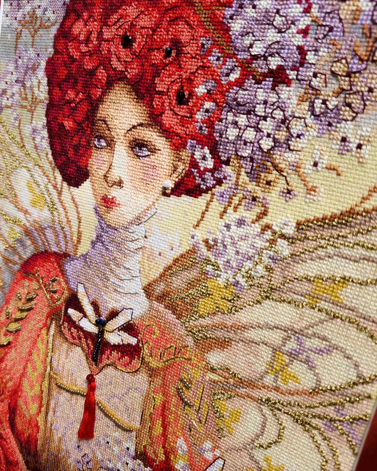 DIY Cross stitch kit with a printed canvas 