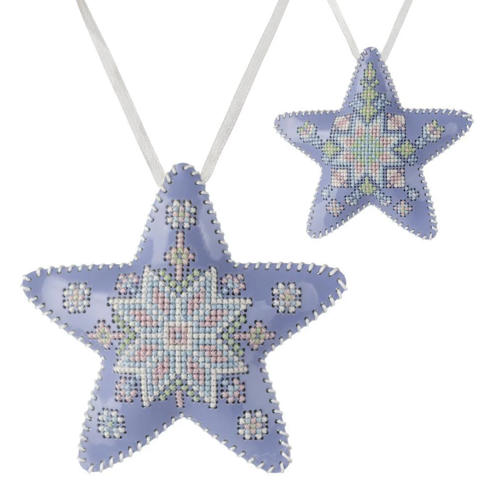 Cross Stitch Kit Star Christmas Ornament DIY Christmas Ornament on Faux Leather
