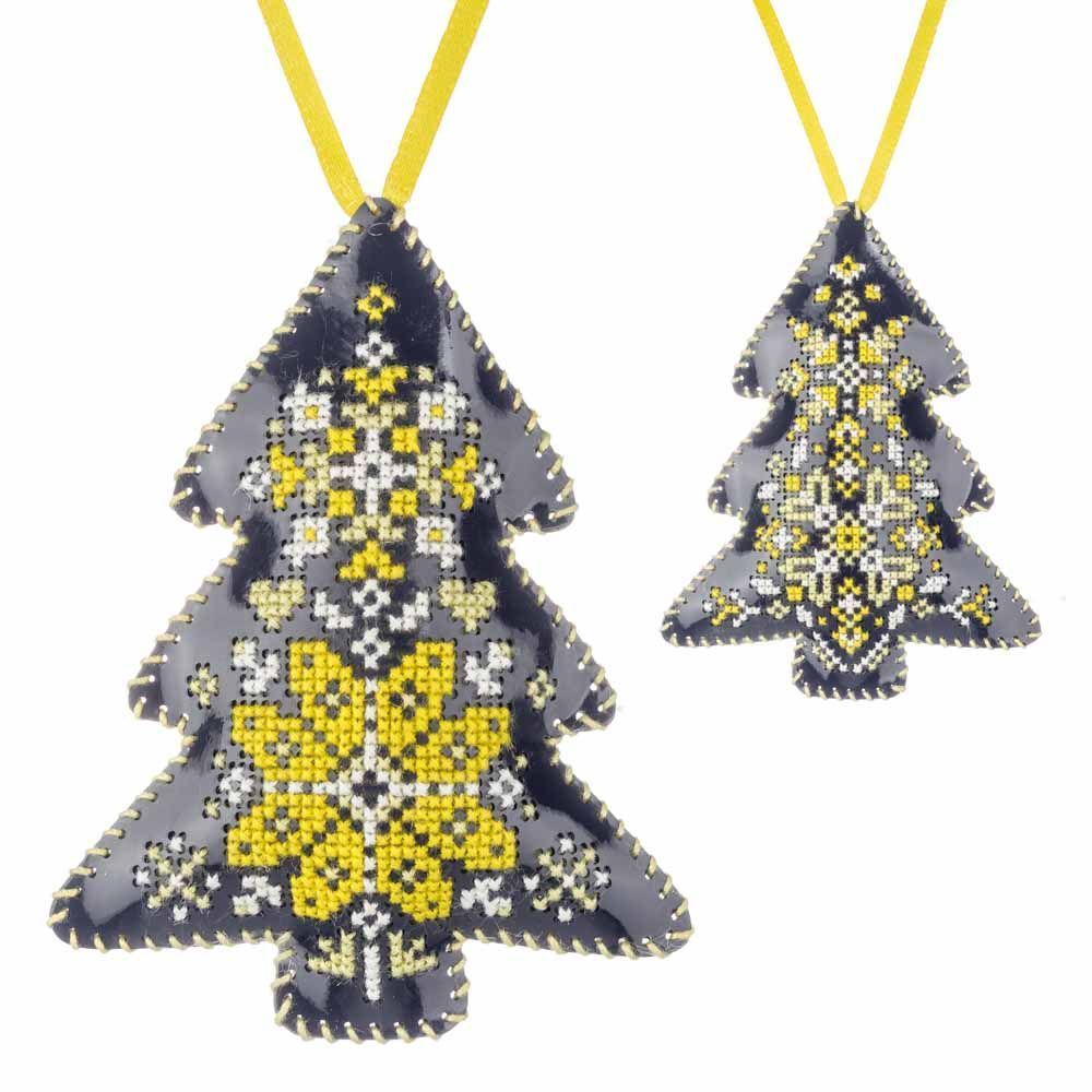 Cross Stitch Kit Christmas Tree Ornament DIY Christmas Ornament on Faux Leather