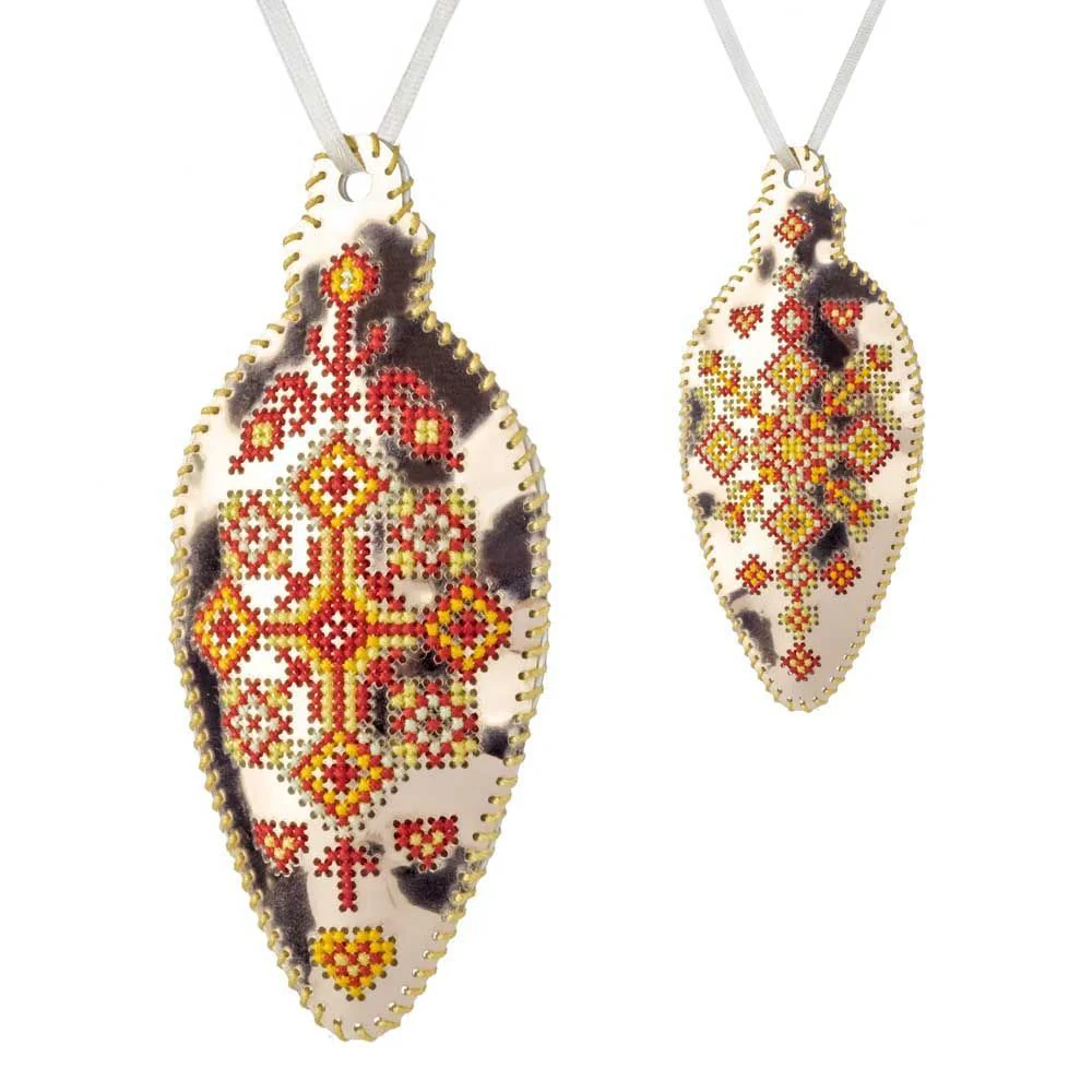 Cross Stitch Kit Icicle Christmas OrnamentDIY Christmas Ornament on Faux Leather