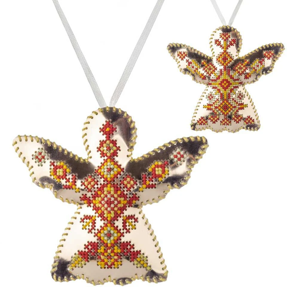 Cross Stitch Kit Angel Christmas Ornament DIY Christmas Ornament on Faux Leather