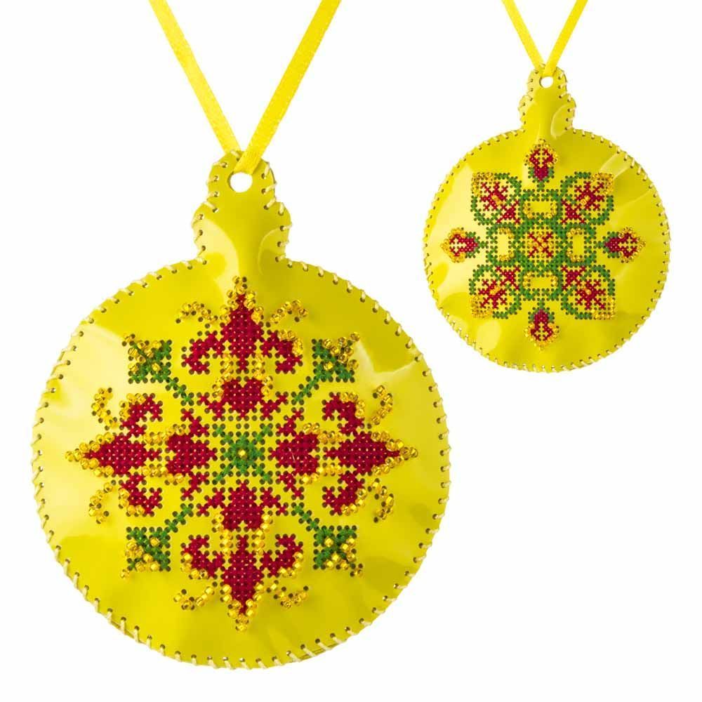 Cross Stitch Kit Bauble Christmas OrnamentDIY Christmas Ornament on Faux Leather