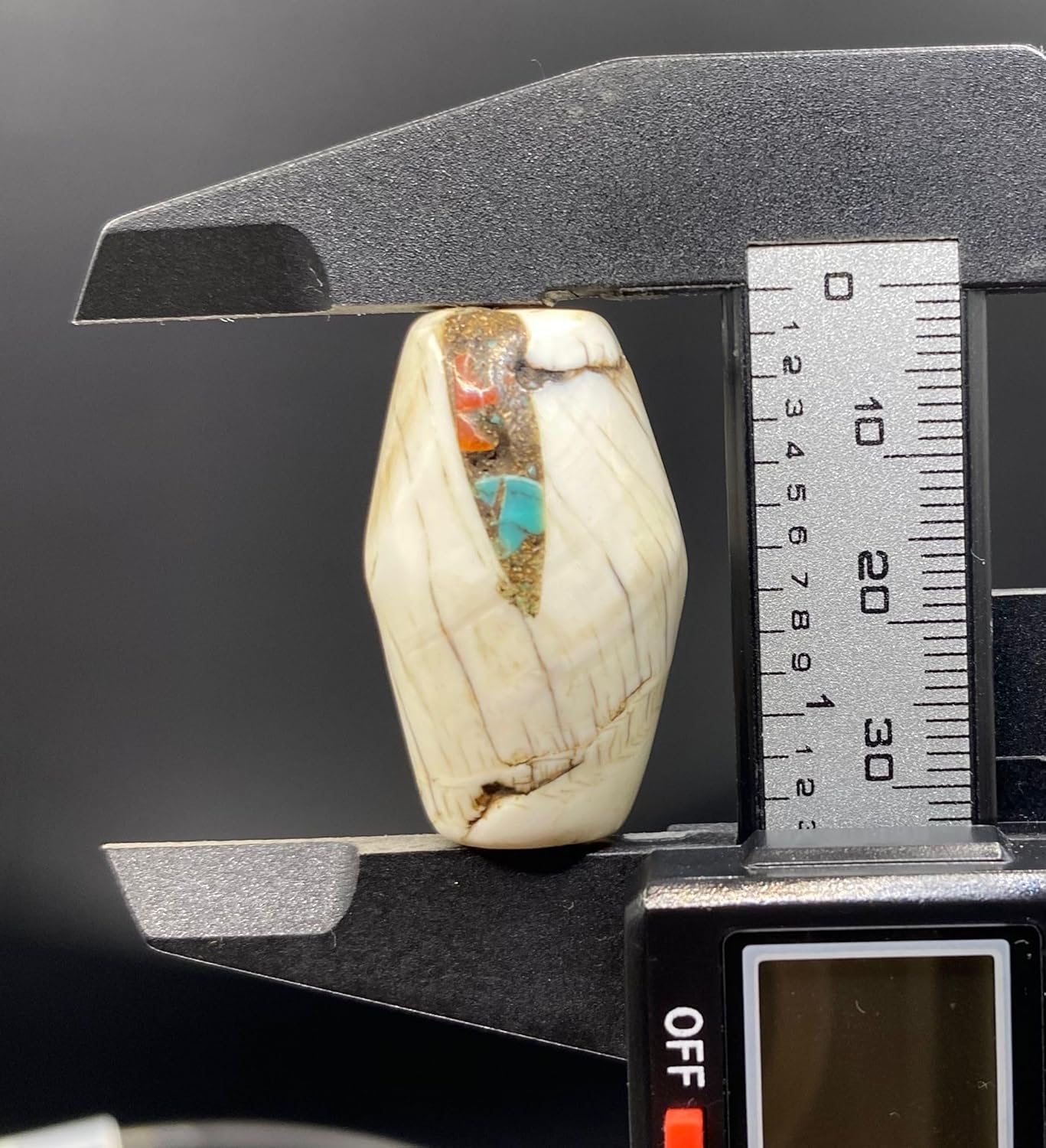 Handcrafted Nepalese Tibetan Natural Shell Pearl Bead with Turquoise 33x20mm –16.81g Barrel Carved Bead for Jewelry Making, Craft Supplies, DIY Necklace & Bracelet Design,Loose Beads (20)