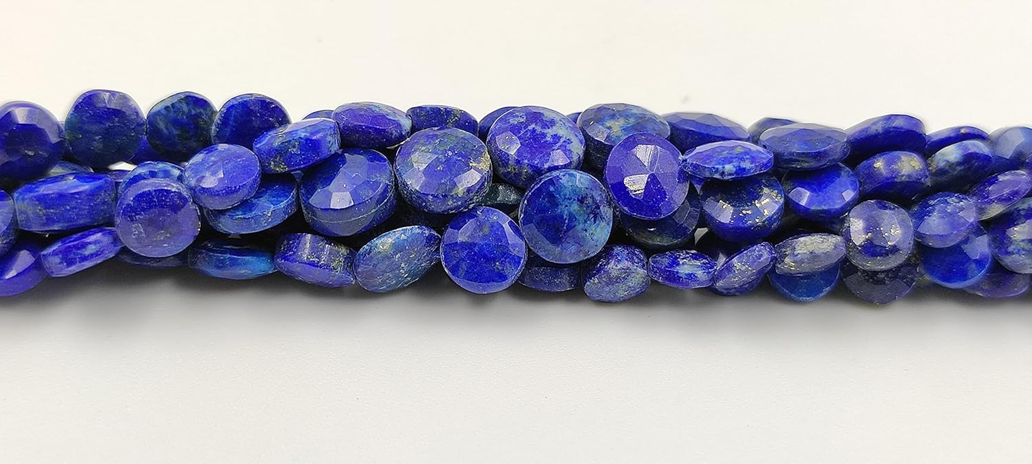 Hanumat Gems Lot of 10 Strands Natural Blue Lapis Lazuli Faceted Coin Shape Gemstone Beads,Lapis Laazuli Coin Beads,Lapis Lazuli Faceted Beads,4-5 MM Coin Beads,13 Inches Strand.