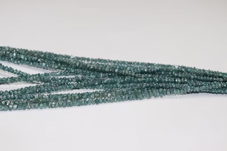 Natural Raw Blue Diamond Uncut Beads 3-4mm Blue Diamond Beads Strand for Jewelry Making