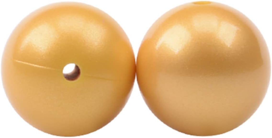 12mm 15mm 19mm Silicone Beads, Colorful Metallic Silver Print Loose Silicone Beads for DIY Necklace Bracelet Jewelry Making Supplies 10 Pieces (12mm Metallic Gold)