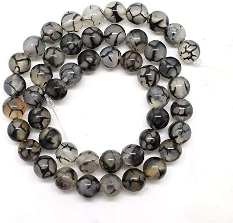 Black Dragon Agate Beads, Natural Gemstone Beads, Round Loose Agate Stone Beads for Jewelry Making 6mm 8mm 10mm 12mm 15''