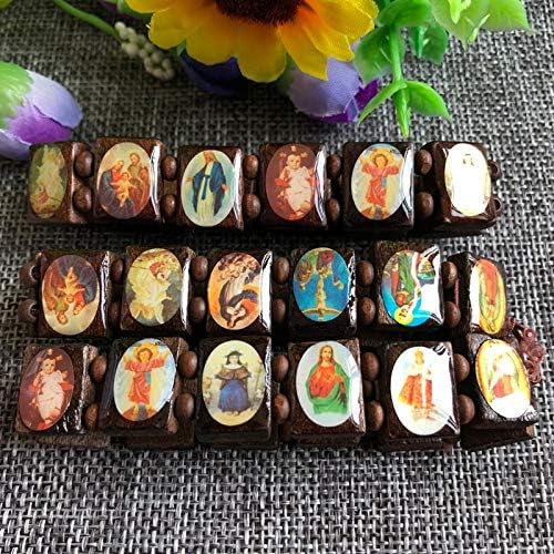 Davitu Beads - 50PCS/pack black rosary bracelet,wooden religious bracelet,saint bracelet,icon bracelet - (Color: Chocolate)