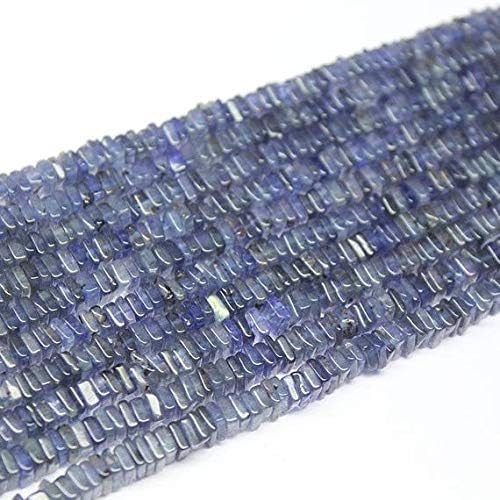 1 Strand Iolite Blue Sapphire heishi Cube squresmooth 16'' Long Strand Gemstone Beads, Jewelry Supplies for Jewelry Making, Bulk Beads, for Meditation Jewellery for Reiki Healing Mystic Gemstone 5mm