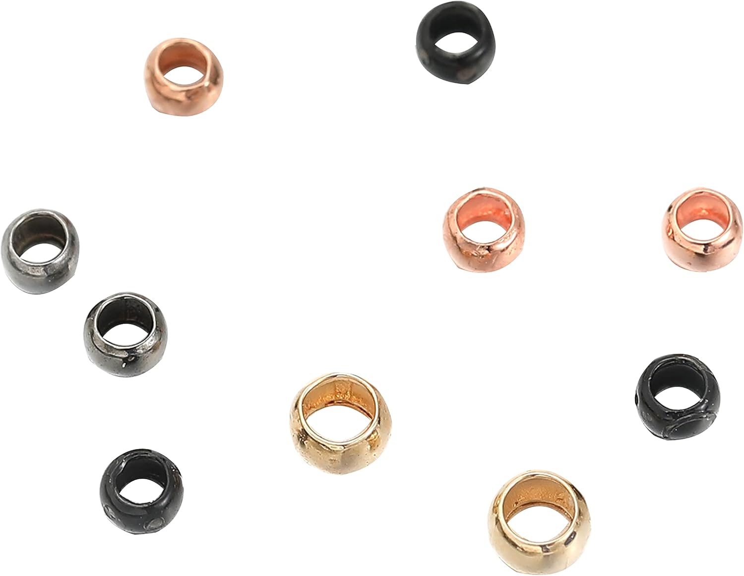Bead Landing 2mm Assorted Colors Metal Crimp Beads – Brass Jewelry Findings in Rose Gold, Copper, Gunmetal & Black for Necklaces, Bracelets & DIY Crafts, 12 Pack
