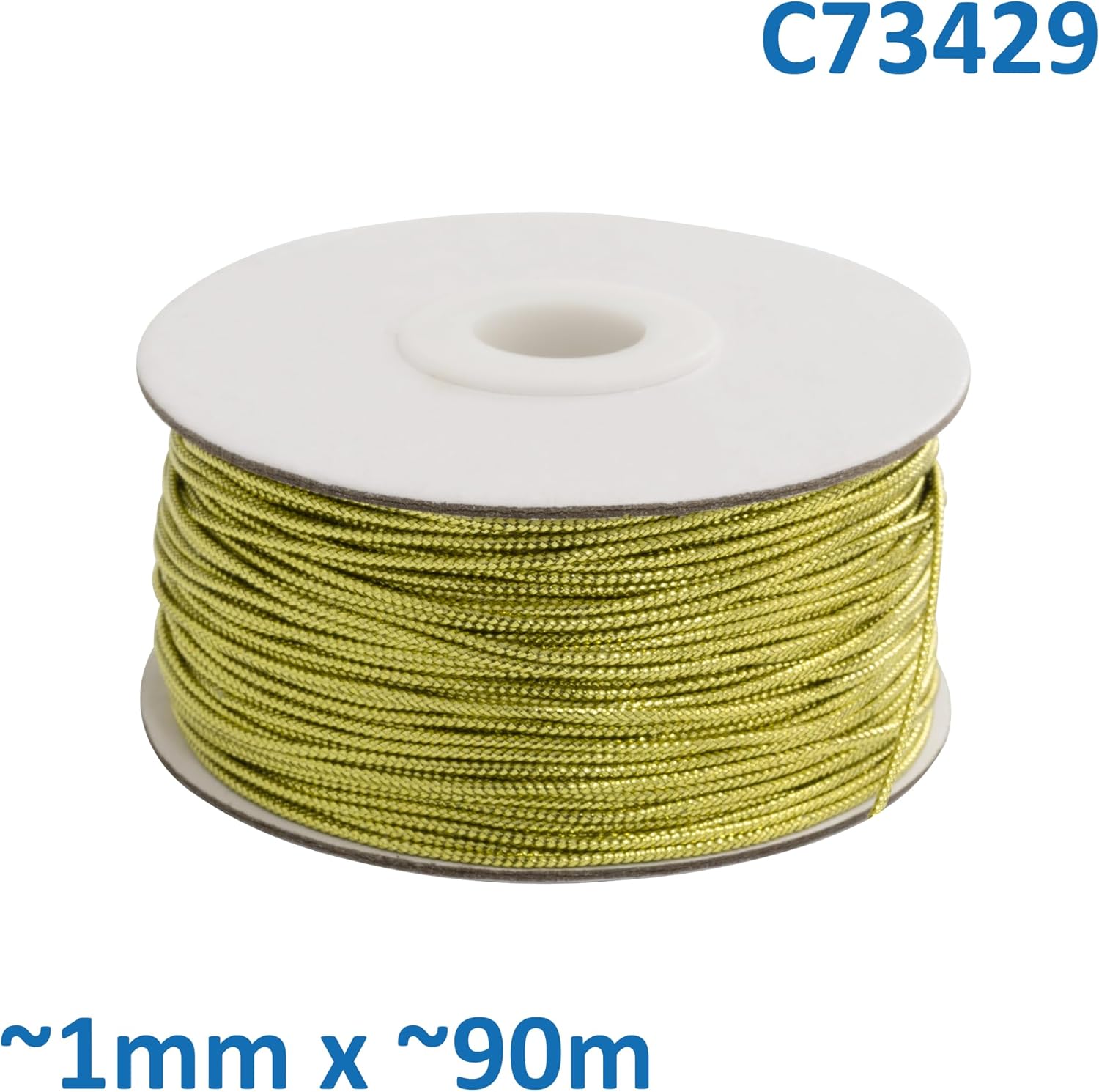 AERZETIX - C73429 - Shiny Braided Cord Roll 90 m x 1 mm - Gold Colour - Spool Thread Rope Decoration Creative Projects Art Packaging