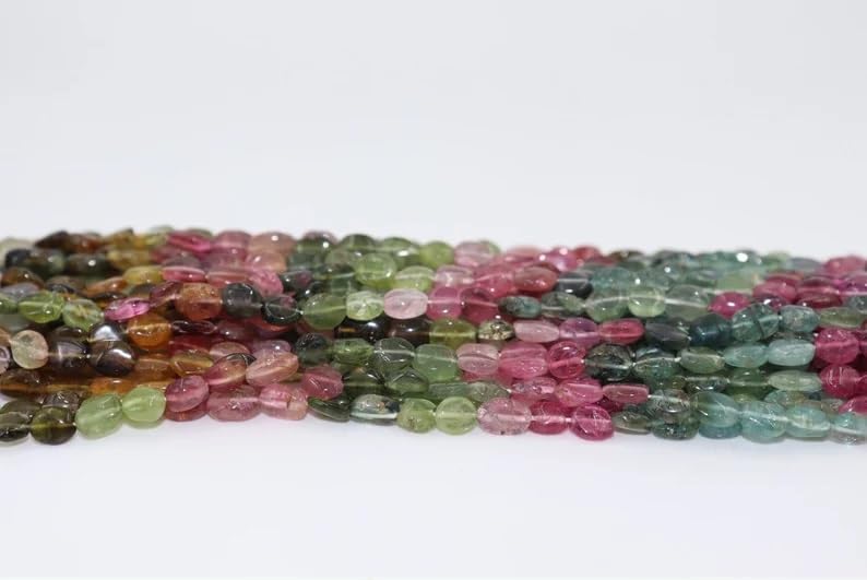 Multi Tourmaline Smooth Oval Shape Beads 5 * 7 mm Tourmaline Plain Beads Tourmaline Plain Oval Beads Wholesale Beads for Making Jwelery