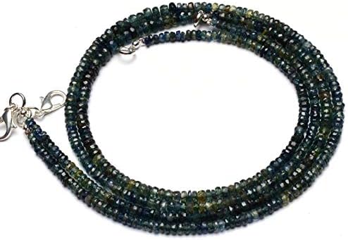 Natural Gemstone Australian Green-Blue Sapphire 3 to 5MM Size Faceted Rondelle Beads 17 Inch Full Strand Finished Necklace Super Quality