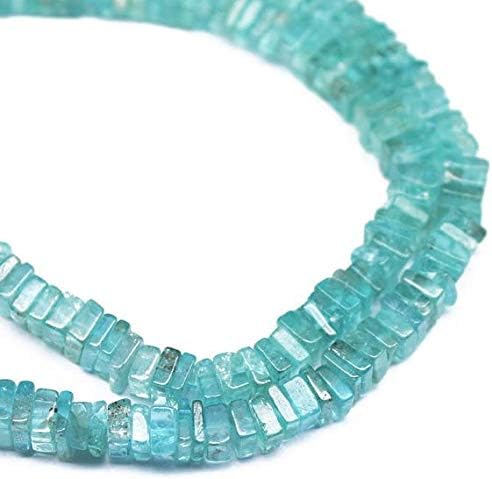 2 Strand Natural Blue Apatite Smooth Square Cube Gemstone Loose Craft Beads 16 Inch Long 3mm 4mm Code-HIGH-901