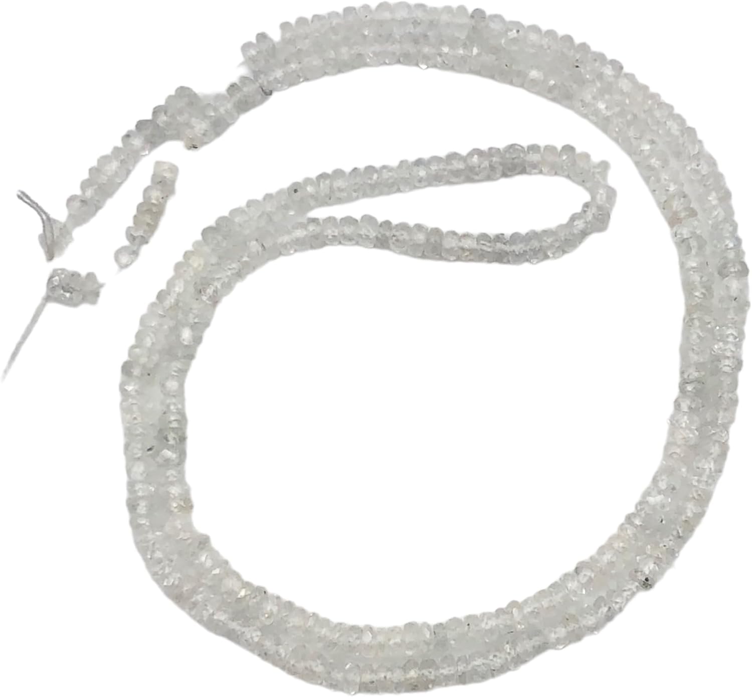 Dazzle 17cts White Sapphire Faceted 8 inch Bead Strand | 2.5x1.5-2x1mm | 3294HS for Jewelry Making