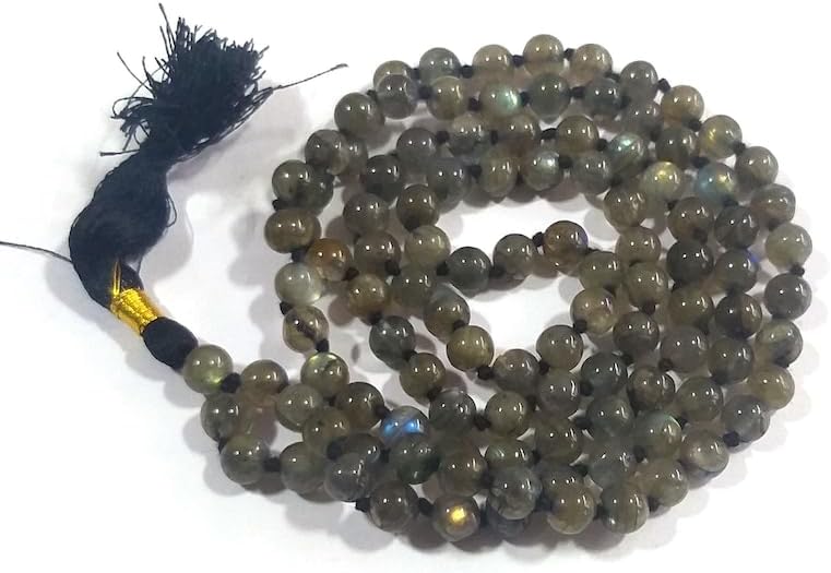 Natural LABRADORITE 8mm 108 Mala Beads, Spiritual, Meditation Beads, Reiki, Japa Mala, Buddhist Prayer Beads, Yoga Bracelet, healing beads LKMALA-RRGU-1579