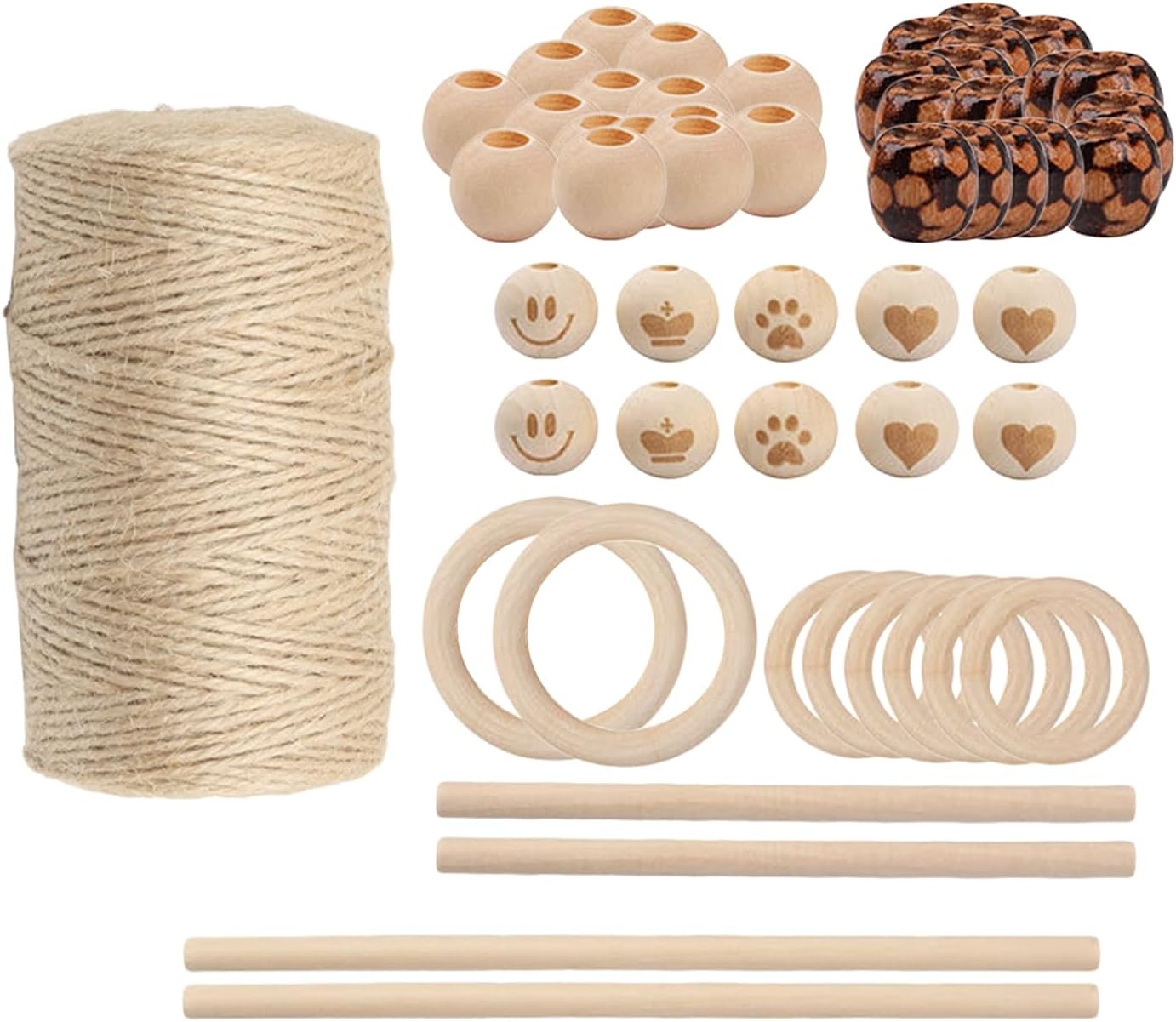 OP Macrame Kit 3mm Macrame Cotton Cord with Wooden Beads, Wooden Rings for Wall T211