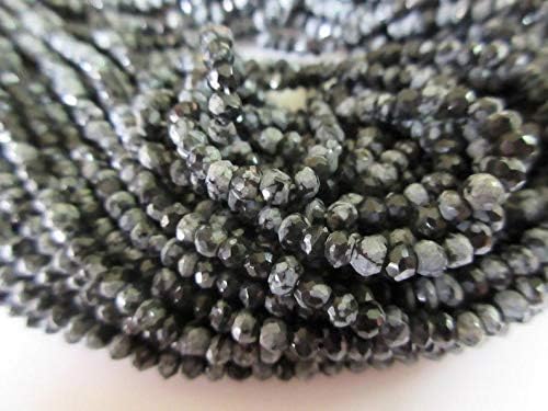 50 Strands Wholesale 3.5mm Black Obsidian Beads, Faceted Rondelles Beads, Black Obsidian Rondelles, 13.5 Inch Strand