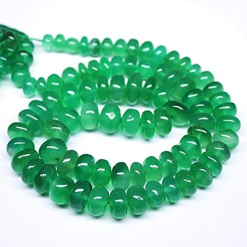 LOVEKUSH LKBEADS Natural Green Onyx Smooth Gemstone Rondelle Gemstone Loose Craft Beads Strand 16 Inch Long 6mm 11mm Code-HIGH-819