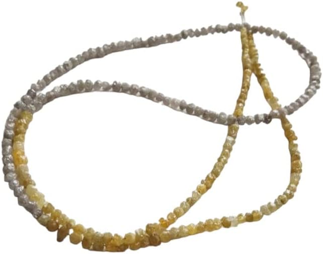 2-2.5mm Light Gray & Yellow Rough Rondelle Diamond Beads, Sparkling Light Gray and Yellow Raw Uncut Diamond Beads (4IN To 16IN Options), 2-2.5 MM Approx.