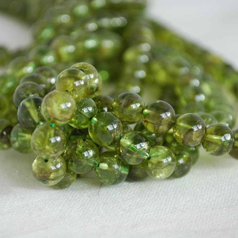 13 inch Strand of Natural gem Peridot, 6mm Round Smooth Beads for DIY Jewelry Making. | Beads_06113, Gren