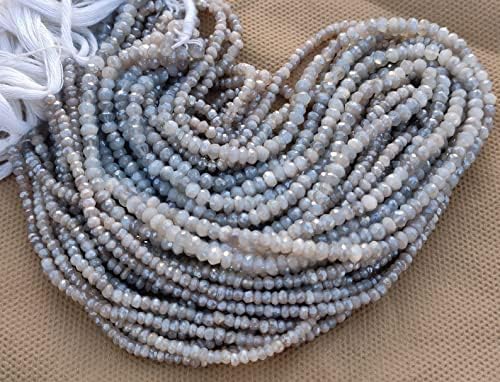13 inch Strand of Natural gem Mystic Coated Moonstone, 3mm rondelle Faceted Beads for DIY Jewelry Making. | Beads_05740