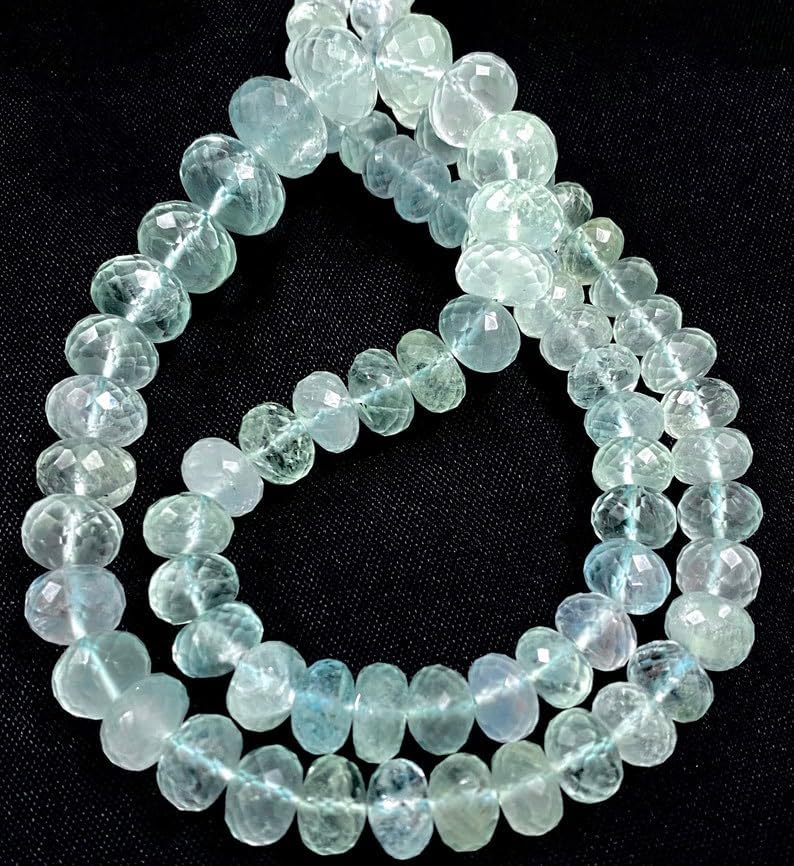Natural Aquamarine rondelle Faceted Beads 7x10 18 inch Long String Jewelry Making Gemstone Beads for Necklace Bracelet