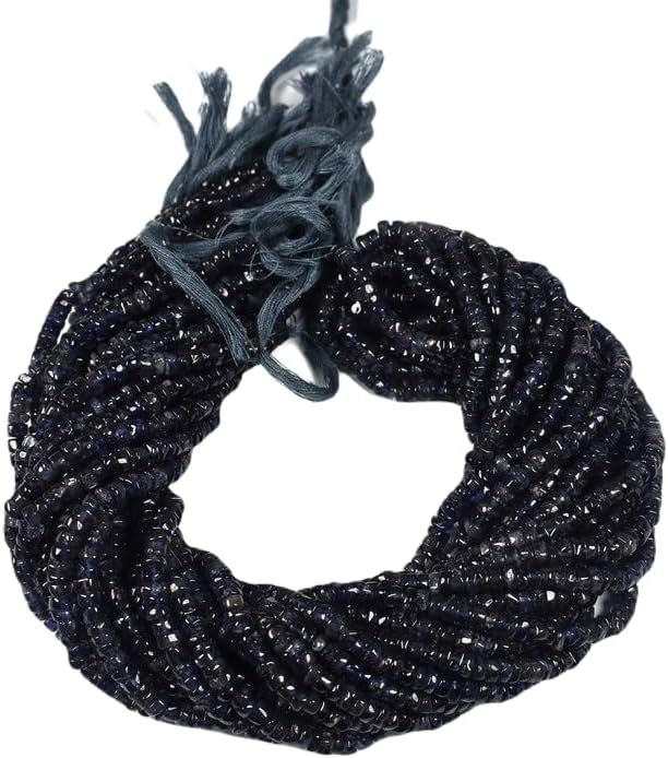 13 inch Strand of Natural gem Iolite, 4mm Rondelle Faceted Beads for DIY Jewelry Making. | Beads_04849