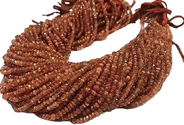 Sunstone Micro Faceted rondelle Beads 3.5-4MM 14.5 inch Approx lot of 10 Strands CHIK-STRD-96458