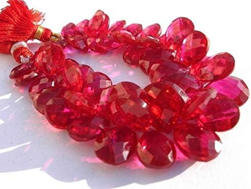 13 inch natural beads strand of 9x6-13x10mm faceted pear red corundum quartz gemstone briolletes beads for DIY jewelry - necklace, bracelet, earring, ring.