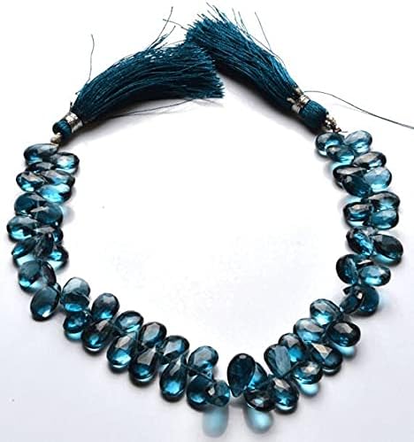 1 Strand Natural 8 Inches Natural, Rare Natural London Blue az Micro Faceted Pear Shape Beads Briolette 8 to 10 MM