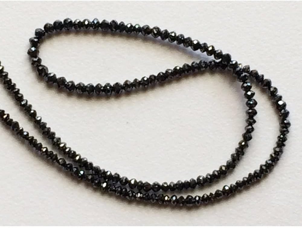 2mm To 3.5mm Black Sparkling Faceted Rondelle Diamond Beads, Black Faceted Diamond Beads, Conflict Free Diamonds For Jewelry (4IN To 8IN), 2 MM - 3.5 MM