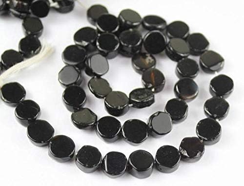 10 Strands Lot Natural Black Spinel Smooth Coin Gemstone Craft Loose Beads 14 Inch Long 9mm 8mm Code-HIGH-1317