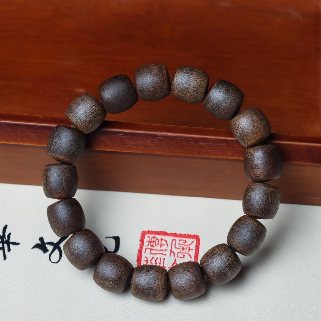 Vietnam Nha Trang Agarwood White Aquilaria Single Strand 12mm*17 Beads Barrel-Shaped Beads Sweet Honey Aroma, Cooling