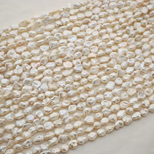 13 inch Strand of Natural gem Freshwater Baroque Pearl, 9-12mm Nugget Smooth Beads for DIY Jewelry Making. | Beads_03734, white