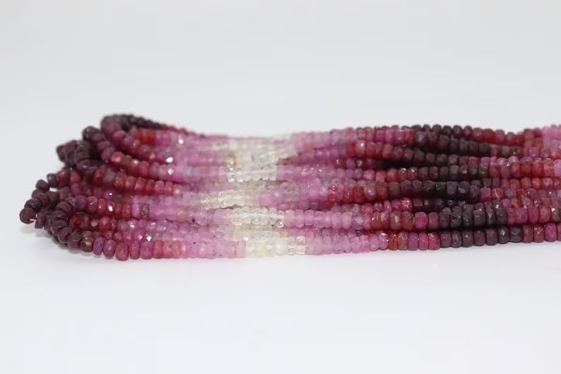 Natural Ruby Faceted Rondelle Beads 4-4.5 mm Ruby Beads Ruby Rondelle Beads Wholesale Precious Ruby Beads