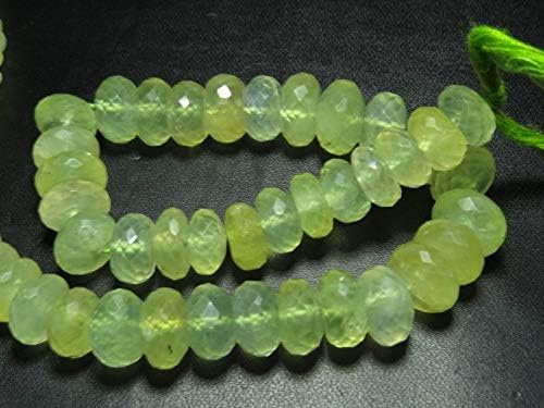 13 inch natural beads strand of 10-12mm faceted rondelle prehnite gemstone beads for DIY jewelry - necklace, bracelet, earring, ring.