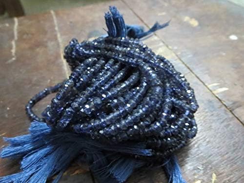 Beads Gemstone 100 String Lot Natural Iolite Rondelle Beads Facited 3.50 mm 14 Inch Long inches String Code-HIGH-70465, Gemstone Metal Stone